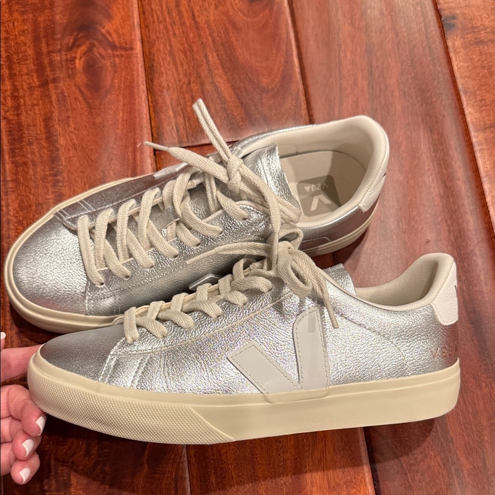 Veja Women's Metallic Silver Sneakers